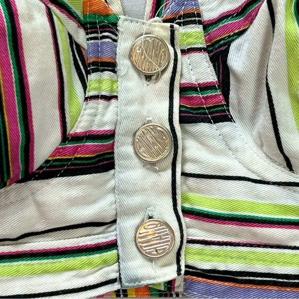 VINTAGE GITANO Multi Color Striped Cotton Bustier Top | S | 80s Retro Streetwear - Picture 9 of 13